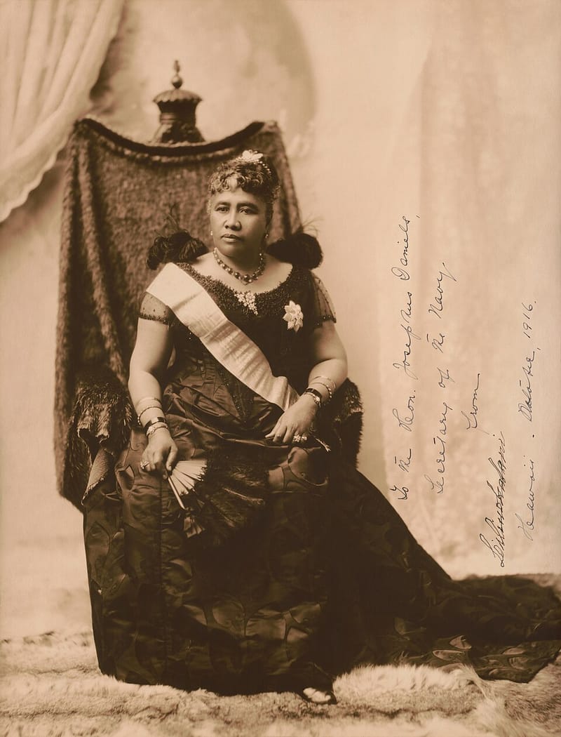 Portrait photograph of Liliʻuokalani, the last monarch of the Kingdom of Hawaiʻi, around 1891