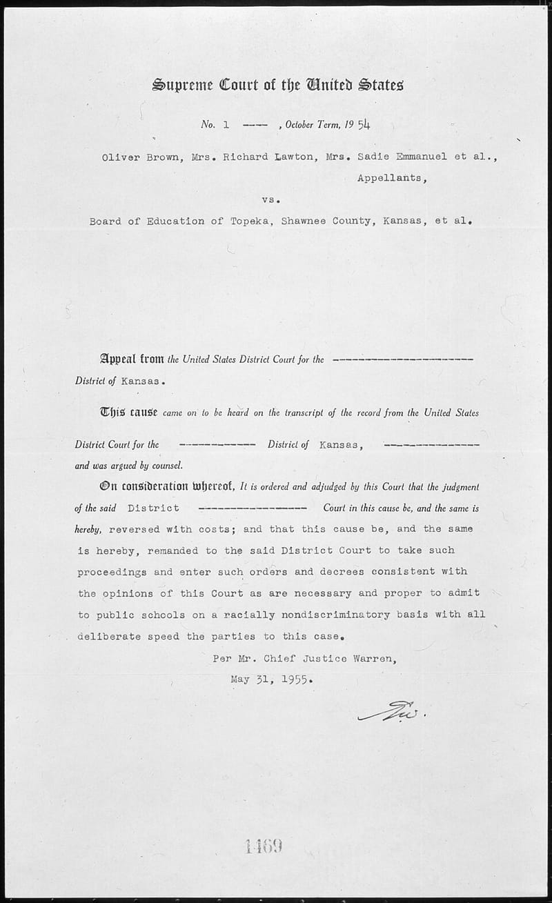 The Supreme Court’s judgment in Brown v. Board of Education
