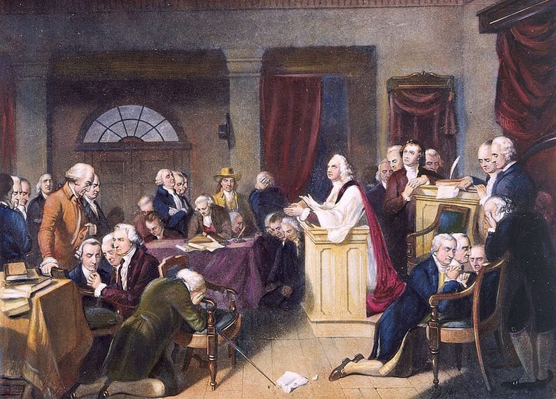 Engraving of the First Continental Congress in session