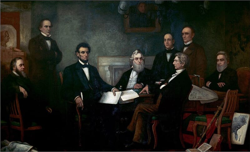 Francis Bicknell Carpenter’s painting of Lincoln reading the Emancipation Proclamation to his cabinet