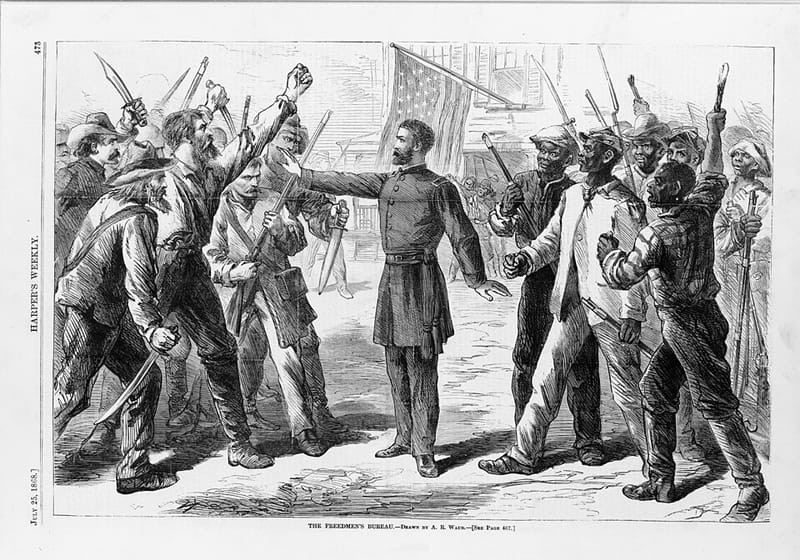 Alfred Waud’s drawing “The Freedmen’s Bureau”