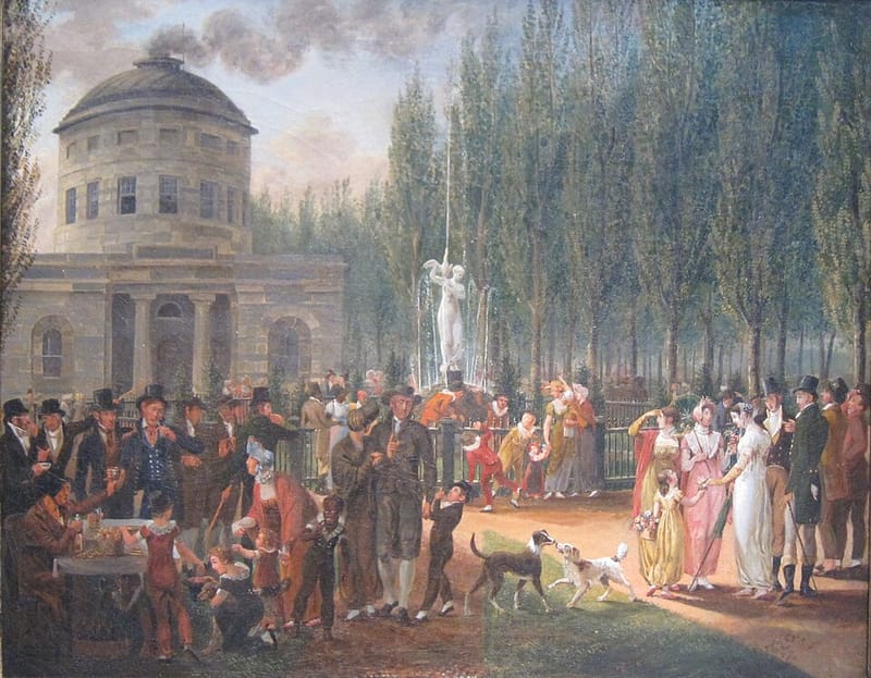 John Lewis Krimmel’s painting of a crowded Fourth of July celebration in Philadelphia’s Centre Square, around 1812