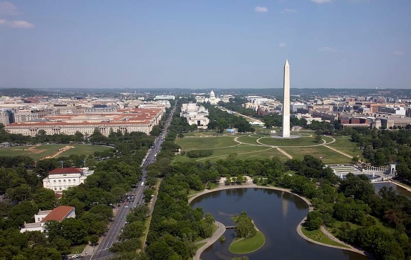 Aerial view of the National Mall