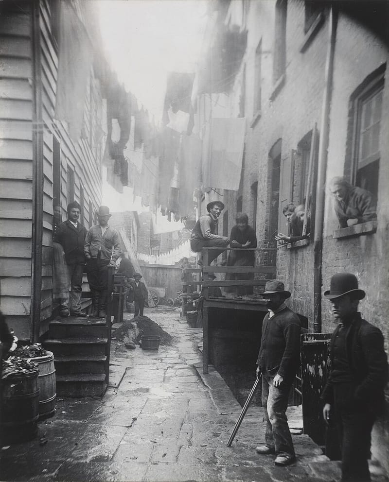 Jacob Riis’s photograph of Bandits’ Roost, an alley on Mulberry Street in New York
