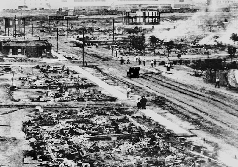 Ruins of Tulsa’s Greenwood District after the 1921 massacre