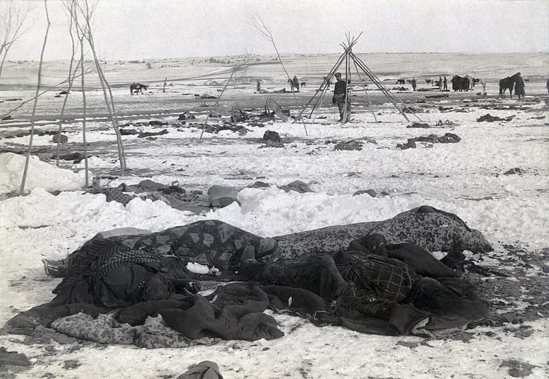 The aftermath of the Wounded Knee massacre